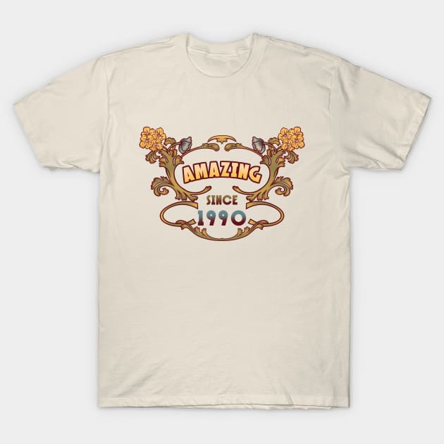 AMAZING SINCE 1990 art nouveau vintage retro 90s T-Shirt by leepianti